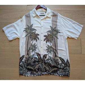 Hollis River Palm Tree Print Rayon Button up Shirt Tropical Vacation Cruise‎ XL